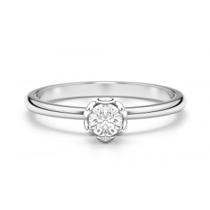 Solitaire engagement ring with diamond 0.30ct GIA Certified in 18k white gold