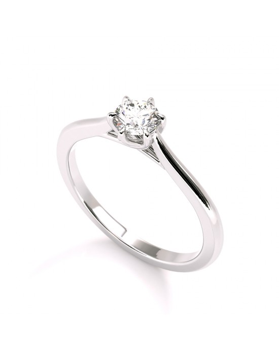 Solitaire engagement ring with 0.34ct diamond in 18k white gold GIA Certified