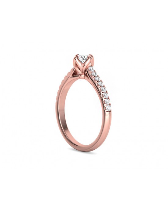 Μονόπετρο δαχτυλίδι από ροζ χρυσ΄ό Κ18 με διαμάντι μπριγιάν 0.30ct με πέτρες στο πλάι και πιστοποίηση GIA
