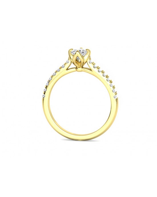 Μονόπετρο δαχτυλίδι από χρυσ΄ό Κ18 με διαμάντι μπριγιάν 0.30ct με πέτρες στο πλάι και πιστοποίηση GIA