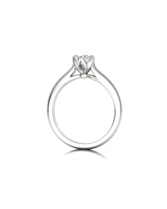 Mονόπετρο δαχτυλίδι με 6 δόντια με διαμάντι μπριγίαν 0,30ct από λευκόχρυσο Κ18, με πιστοποίηση GIA