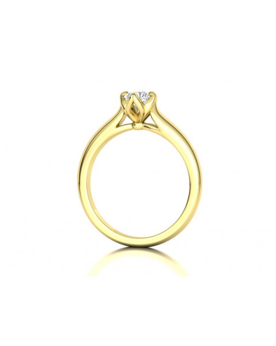 Six-prong solitaire engagement ring with 0.30ct diamond in 18k gold, GIA Certified