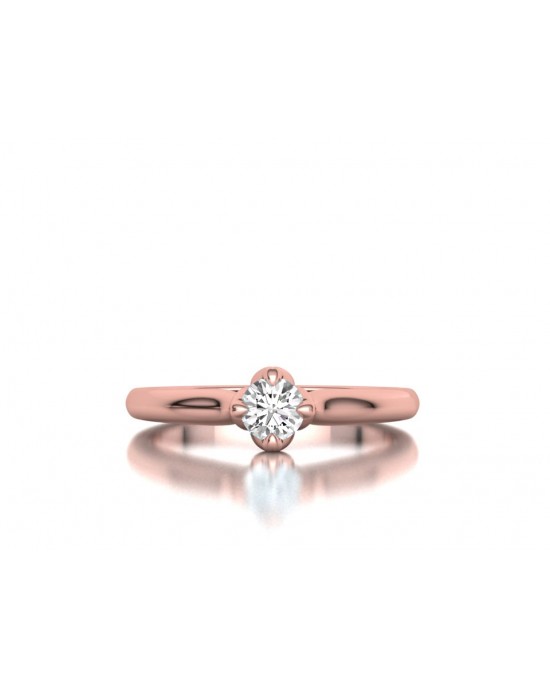 Mονόπετρο δαχτυλίδι με 6 δόντια με διαμάντι μπριγίαν 0,30ct από ροζ χρυσό Κ18 και πιστοποίηση GIA