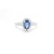 Halo solitaire ring with 0.81ct Pear-cut sapphire in 18K white gold