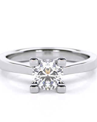 Solitaire engagement ring with Lab-Grown Diamond IGI Certified, in 18k white gold