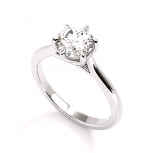 Six-prong solitaire engagement ring with 1.02ct Lab-Grown Diamond in 18k white gold, IGI Certified