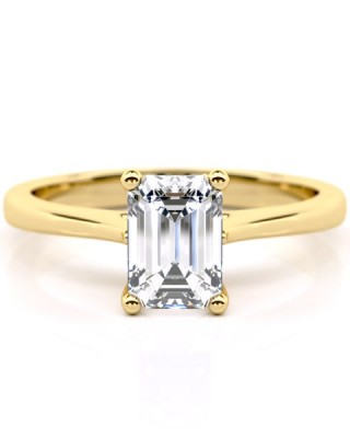 Μονόπετρο δαχτυλίδι αρραβώνα "Σελήνη" με  Emerald Cut Lab-Grown διαμάντι από χρυσό Κ18 και πιστοποίηση IGI 