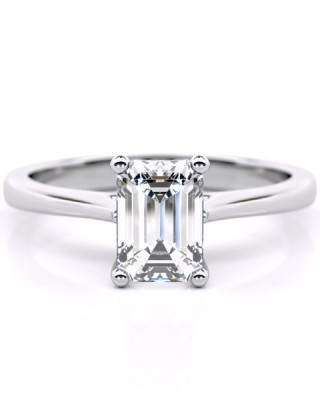 Μονόπετρο δαχτυλίδι αρραβώνα "Σελήνη" με "Emerald cut" Lab-Grown διαμάντι από λευκό χρυσό Κ18 και πιστοποίηση IGI 