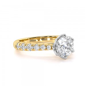 Μονόπετρο δαχτυλίδι αρραβώνα δίχρωμο με Lab-Grown κεντρικό διαμάντι 1,03ct και πλαϊνές πέτρες 0,32ct από χρυσό και λευκόχρυσο K18 και πιστοποίηση IGI