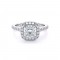Halo engagement ring with Lab-Grown Cushion diamond in 18k white gold, IGI Certified