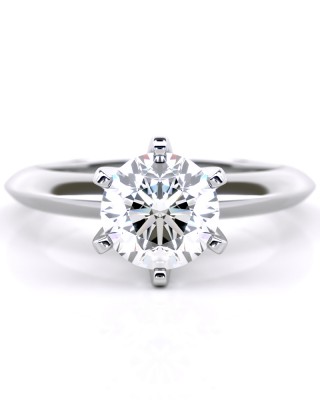 Six-prong solitaire engagement ring with Lab-Grown Diamond IGI Certified, in 18k white gold