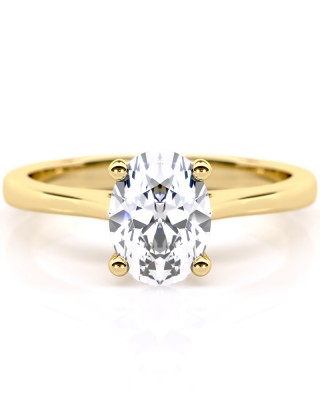 Oval solitaire engagement ring with Lab-Created diamond IGI Certified, in 18k gold