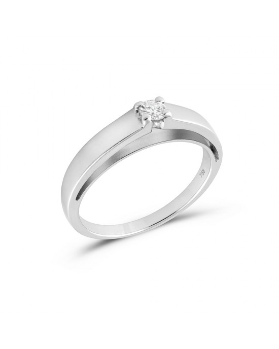 Solitaire Diamond Engagement Ring in 18k White Gold 0.10ct