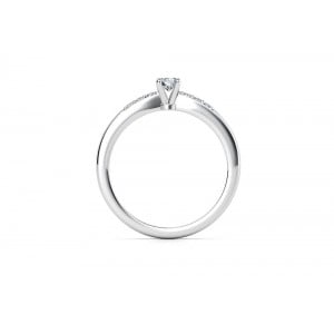 Μονόπετρο δαχτυλίδι με διαμάντια στο πλάι απο λευκόχρυσο Κ18 