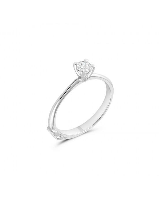 Mονόπετρο δαχτυλίδι με κόμπο του Ηρακλέους και διαμάντι μπριγιάν 0.16ct από λευκόχρυσο Κ18