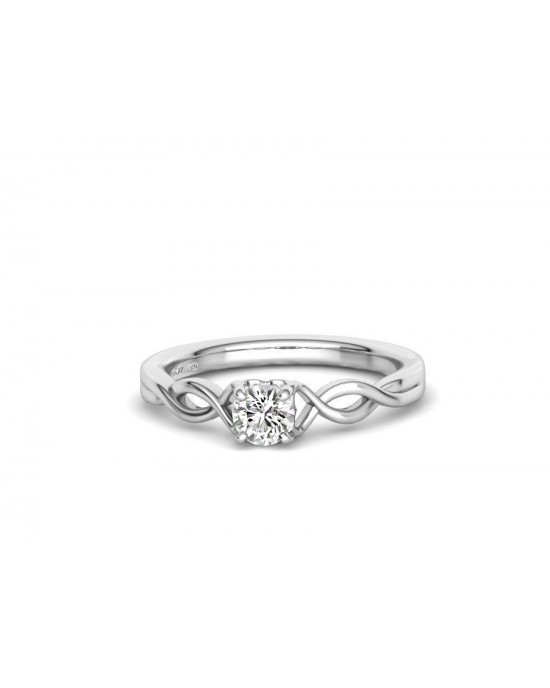 Solitaire engagement ring in 18k white gold 0.34ct diamond infinity GIA Certified