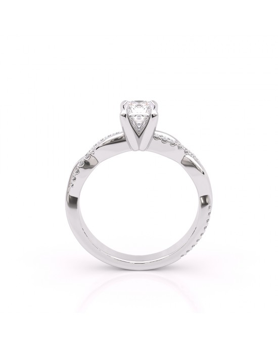 Μονόπετρο δαχτυλίδι λευκόχρυσο Κ18 με κεντρικό διαμάντι princess 0.40ct πιστοποιημένο από το GIA