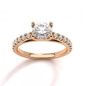 0.70ct Diamond engagement ring with side stones in 18k rose gold GIA Certified