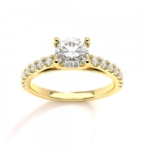 0.70ct Diamond engagement ring with side stones in 18k gold GIA Certified