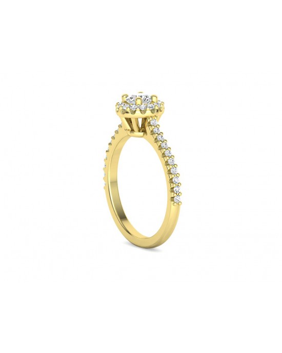 Μονόπετρο δαχτυλίδι με διαμάντι 0.30ct και πέτρες στο πλάι από χρυσό Κ18 με πιστοποίηση GIA