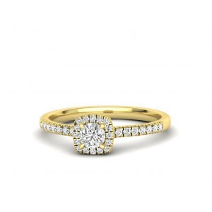 Diamond Halo Engagement Ring in 18k White Gold 0.30ct & 0.16ct IGI certified