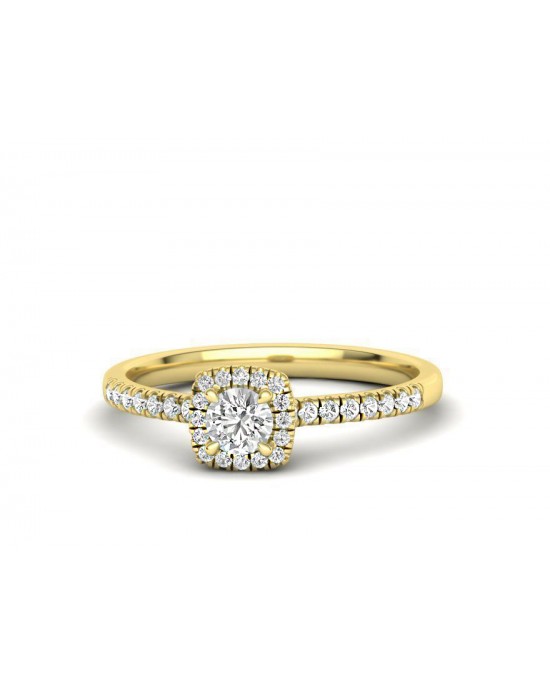 Μονόπετρο δαχτυλίδι halo από χρυσό Κ18 με διαμάντι 0.30ct & 0.16ct με πιστοποιητικό IGI