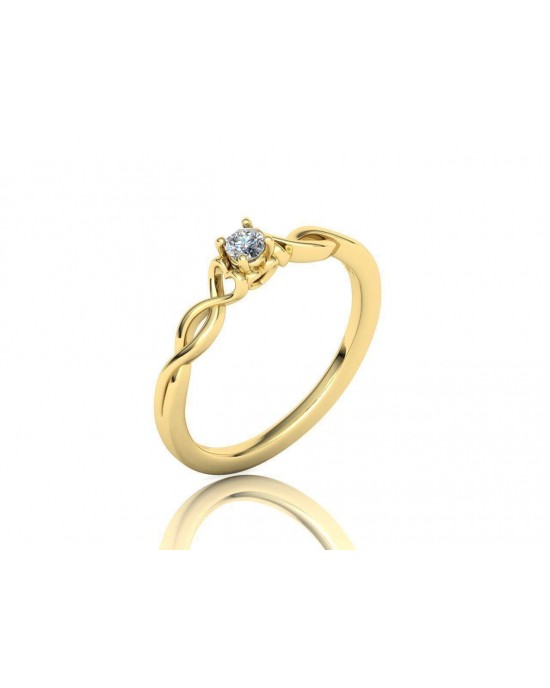 Infinity solitaire ring with diamond in 18k gold