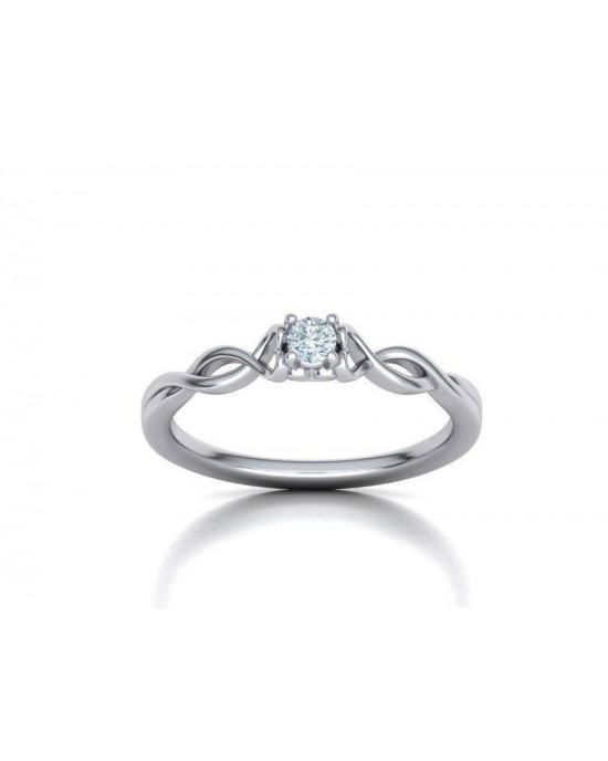 Solitaire infinity engagement ring in 18k white gold 0.10ct diamond 