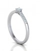 Solitaire engagement ring with diamond and side stones in 18k white gold