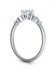 Solitaire engagement ring with diamond and side stones in 18k white gold, IGI Certified