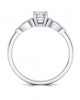 Solitaire engagement ring with diamond and side stones in 18k white gold, IGI Certified