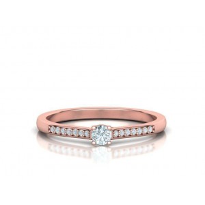 Μονόπετρο δαχτυλίδι ροζ χρυσός Κ18 με διαμάντι μπριγιάν 0.13ct με πέτρες στο πλάι