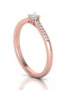 Solitaire engagement ring in 18k pink gold 0.13ct diamond and side stones