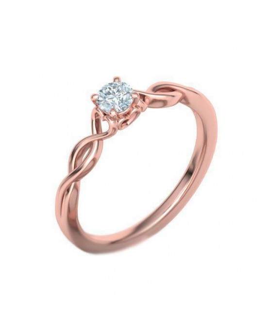 Solitaire engagement ring in 18k pink gold 0.30ct diamond infinity, HRD certified