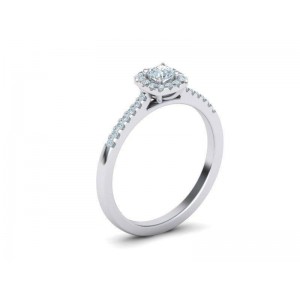 Μονόπετρο δαχτυλίδι Halo με διαμάντι 0.14ct και πέτρες στο πλάι από λευκόχρυσο Κ18 Μονόπετρο δαχτυλίδι Halo με διαμάντι 0.14ct και πέτρες στο πλάι από λευκόχρυσο Κ18