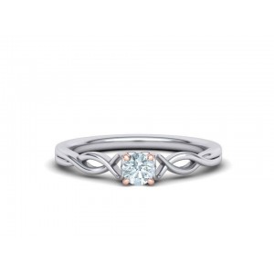 Μονόπετρo δαχτυλίδι δίχρωμο λευκόχρυσο με ροζ χρυσό καστόνι Κ18 με διαμάντι μπριγιάν 0.23ct με πιστοποιητικό GIA