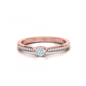 Μονόπετρο δαχτυλίδι με διαμάντι 0.15ct από ροζ χρυσό και πέτρες στο πλάι