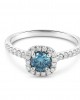 Μονόπετρο δαχτυλίδι halo λευκόχρυσο Κ18 με κεντρικό μπλε διαμάντι 0.49ct