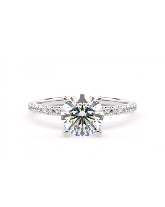 Diamond Engagement Ring in 18k White Gold 1.00ct with side stones