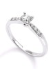 Diamond engagement ring 0.30ct with side stones in 18k white gold, GIA certified