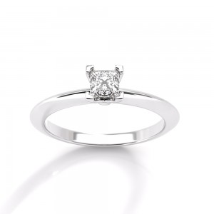 Μονόπετρο δαχτυλίδι με τετράγωνο διαμάντι princess cut 0.30ct από λευκόχρυσο Κ18 με πιστοποίηση GIA