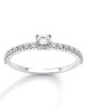 Solitaire engagement ring 0.14ct diamond with side stones in 18k white gold, GSS Certified