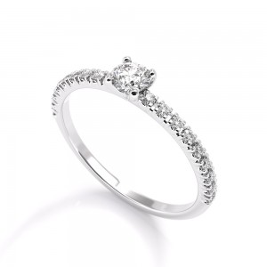 Μονόπετρο δαχτυλίδι με διαμάντι 0.14ct και πέτρες στο πλάι από λευκόχρυσο Κ18, GSS πιστοποιητικό Μονόπετρο δαχτυλίδι με διαμάντι 0.14ct και πέτρες στο πλάι από λευκόχρυσο Κ18, GSS πιστοποιητικό