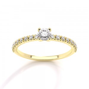 Solitaire engagement ring 0.20ct diamond with side stones in 18k gold