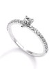 Solitaire engagement ring with 0.16ct pear brilliant cut diamond with side stones in 18k white gold