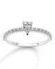 Solitaire engagement ring with 0.16ct pear brilliant cut diamond with side stones in 18k white gold
