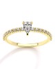 Solitaire engagement ring with 0.16ct pear brilliant cut diamond with side stones in 18k gold