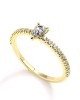 Μονόπετρο δαχτυλίδι με διαμάντι pear 0.16ct και πέτρες στο πλάι από κίτρινο χρυσό Κ18