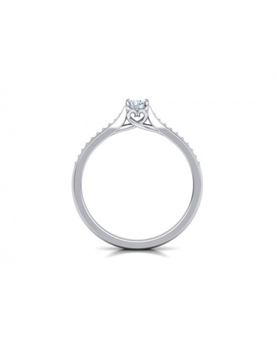 Diamond Engagement Ring in 18k White Gold 0.14ct with side stones