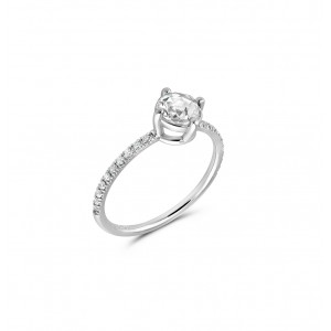 Μονόπετρο δαχτυλίδι με διαμάντι rose cut 0.48ct και μπριγιάν στο πλάι από λευκόχρυσο Κ18 Μονόπετρο δαχτυλίδι με διαμάντι rose cut 0.48ct και μπριγιάν στο πλάι από λευκόχρυσο Κ18